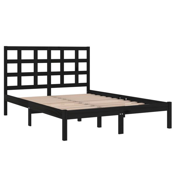 vidaXL Cadre de lit sans matelas noir 150x200 cm bois massif