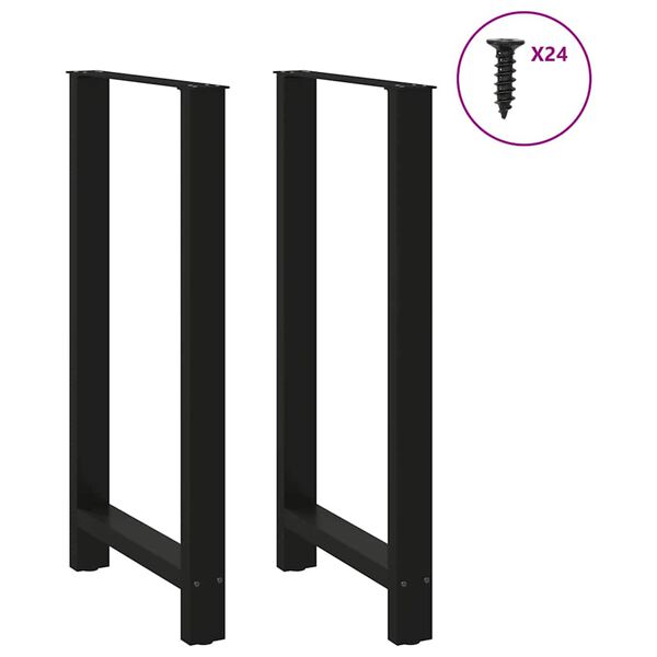 vidaXL Pieds de table de bar Noir 2 pi&egrave;ces 60 x (110-111) cm Acier
