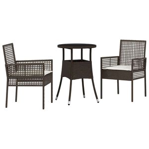 vidaXL Ensemble de salle &agrave; manger pour jardin 3 pc Marron polyrotin