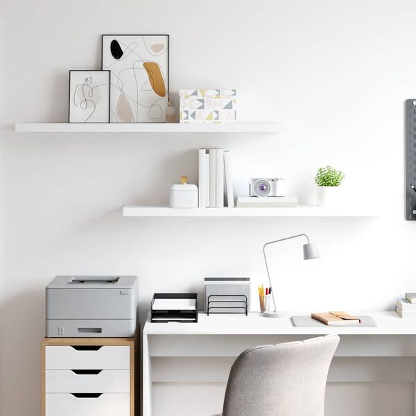 vidaXL &Eacute;tag&egrave;res murales flottantes 2 pcs blanc 120x23,5x3,8 cm MDF