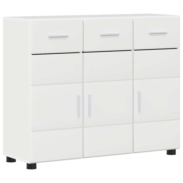 vidaXL Buffet avec &eacute;tag&egrave;re FLORIN Blanc brillant 88,5 x 30,5 x 73 cm