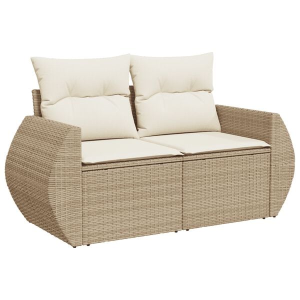 vidaXL Salon de jardin avec coussins 10 pcs beige r&eacute;sine tress&eacute;e