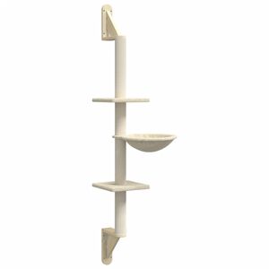 vidaXL Arbre &agrave; chat mural avec griffoir cr&egrave;me 142,5 cm