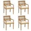 vidaXL Chaises Batavia avec coussins lot de 4 Bois de teck solide