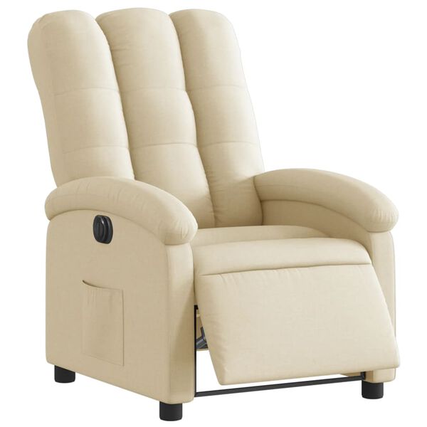 vidaXL Fauteuil inclinable &eacute;lectrique Cr&egrave;me Tissu