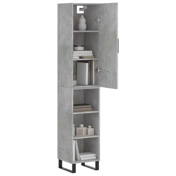 vidaXL Buffet haut Gris b&eacute;ton 34,5x34x180 cm Bois d'ing&eacute;nierie
