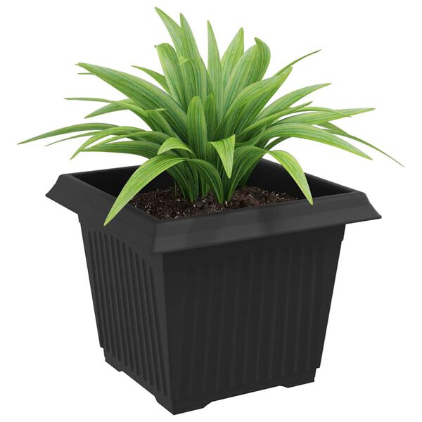 vidaXL Pot de Fleurs Carr&eacute; 6 pcs Noir 23 x 23 x 17,5 cm Plastique