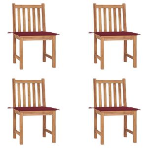 vidaXL Chaises de jardin lot de 4 avec coussins Bois de teck massif