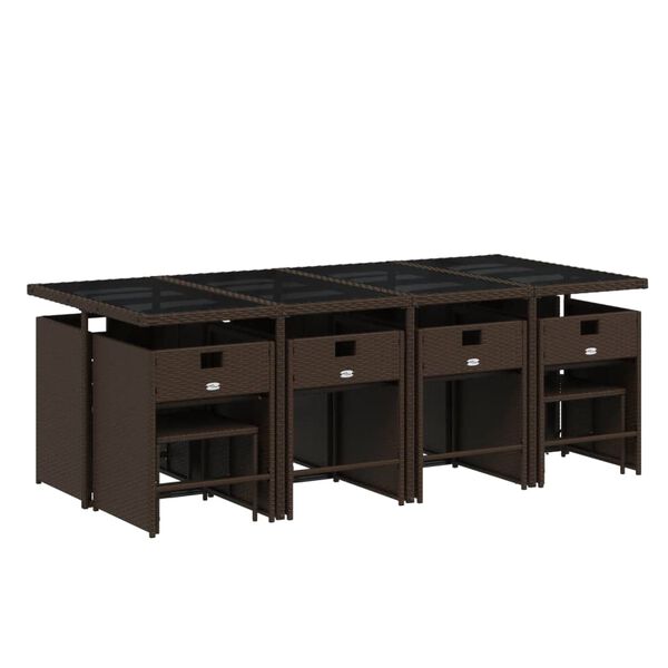 vidaXL Ensemble &agrave; manger de jardin avec coussins 13 pcs marron rotin