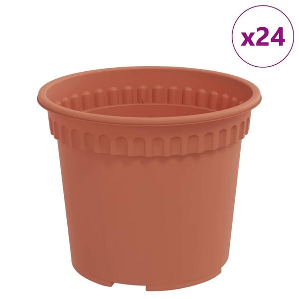 vidaXL Pot &agrave; fleurs rond 24 pcs Rouge brique &Oslash; 12,5 x 10 cm Plastique