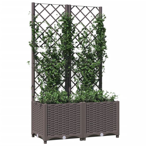 vidaXL Jardinière avec treillis Marron 80x40x136 cm PP
