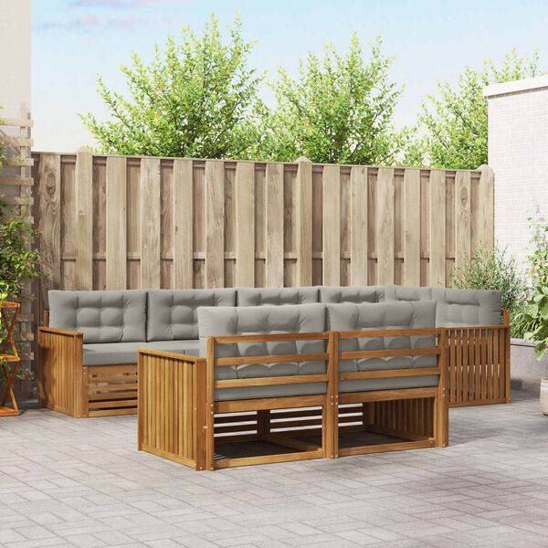 vidaXL Ensemble de canap&eacute;s d'ext&eacute;rieur 7 pcs Gris Naturel et Clair