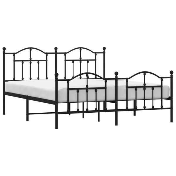 vidaXL Cadre de lit métal sans matelas avec pied de lit noir 160x200cm