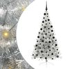 vidaXL Sapin de Noël artificiel pré-éclairé Argent 210 cm PET