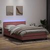 vidaXL Sommier &agrave; lattes de lit avec matelas et LED rose 160x220 cm velours