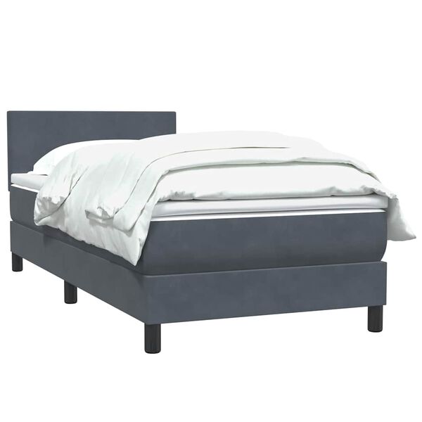 vidaXL Sommier &agrave; lattes de lit et matelas gris fonc&eacute; 80x210 cm velours