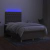 vidaXL Sommier &agrave; lattes de lit matelas et LED taupe 120x190 cm tissu