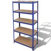 vidaXL &Eacute;tag&egrave;re de rangement &agrave; 5 niveaux Bleu Acier et bois ing&eacute;nierie