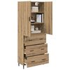 vidaXL Haut Armoire 2 pcs Ch&ecirc;ne artisanal Bois Agglom&eacute;r&eacute; et Verre