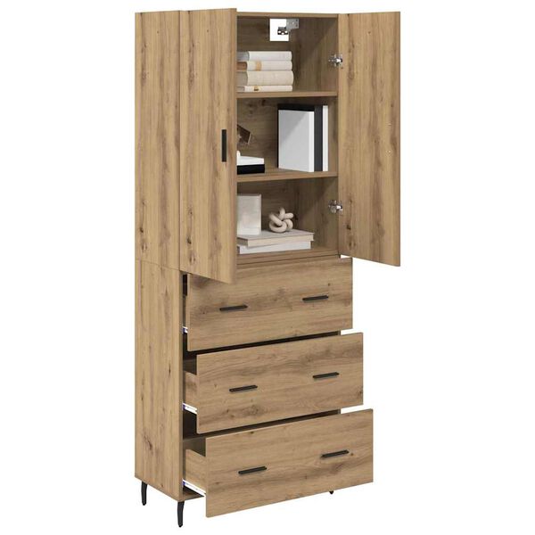 vidaXL Haut Armoire 2 pcs Ch&ecirc;ne artisanal Bois Agglom&eacute;r&eacute; et Verre