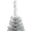 vidaXL Sapin de No&euml;l artificiel pr&eacute;-&eacute;clair&eacute; Argent 180 cm PET