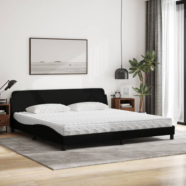 vidaXL Lit avec matelas Dover noir 200x200 cm tissu
