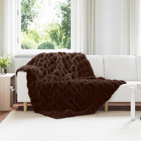vidaXL Couverture en Fourrure de Lapin Synth&eacute;tique 4 pcs Camel