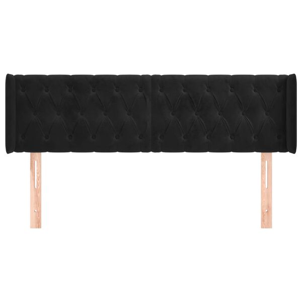 vidaXL T&ecirc;te de lit avec oreilles Noir 163x16x78/88 cm Velours