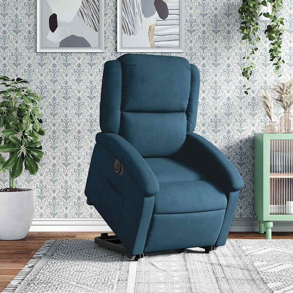 vidaXL Fauteuil inclinable &eacute;lectrique bleu velours