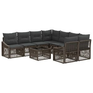 vidaXL Ensemble de canap&eacute; de jardin 9 pc Gris polyrotin