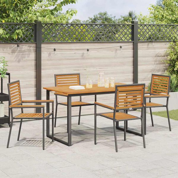 vidaXL Ensemble de salle &agrave; manger pour jardin 5 pcs Noir