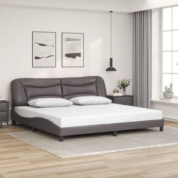 vidaXL Cadre de lit avec LED sans matelas Hvar gris 200x200 cm