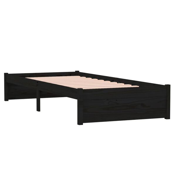 vidaXL Cadre de lit sans matelas noir bois massif 75x190 cm