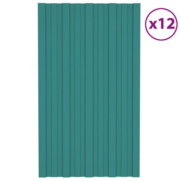 vidaXL Panneaux de toiture 12 pcs Acier galvanisé Vert 80x45 cm