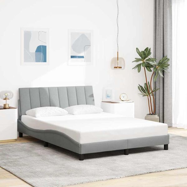 vidaXL Cadre de lit sans matelas Hanko gris clair 140x200 cm tissu