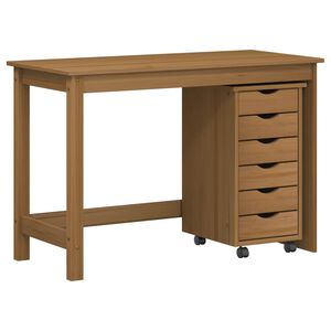 vidaXL Ensemble bureau et cabinet roulant MOSS 2 pcs Brun Miel