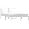 vidaXL Cadre de lit m&eacute;tal sans matelas et t&ecirc;te de lit blanc 160x200 cm