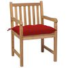 vidaXL Chaises de jardin lot de 6 et coussins rouge bois teck solide