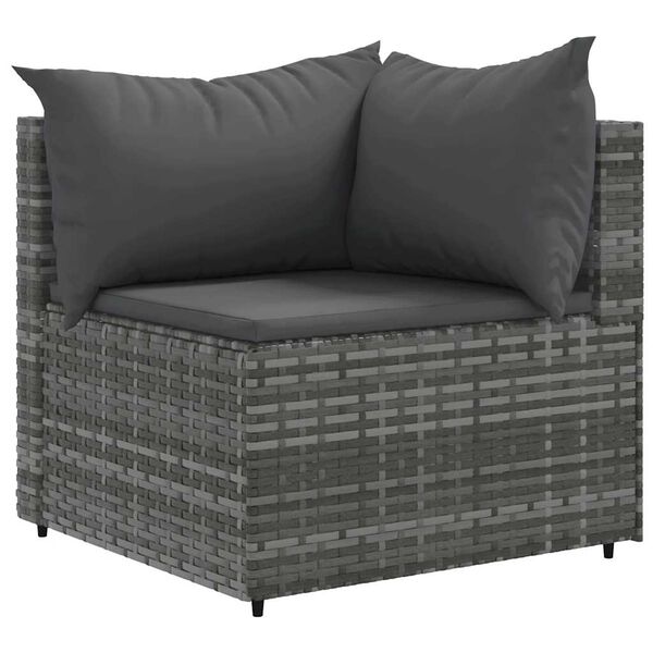 vidaXL Salon de jardin 6 pcs avec coussins Gris Résine tressée