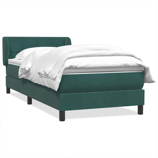 vidaXL Sommier &agrave; lattes de lit et matelas vert fonc&eacute; 90x220 cm velours