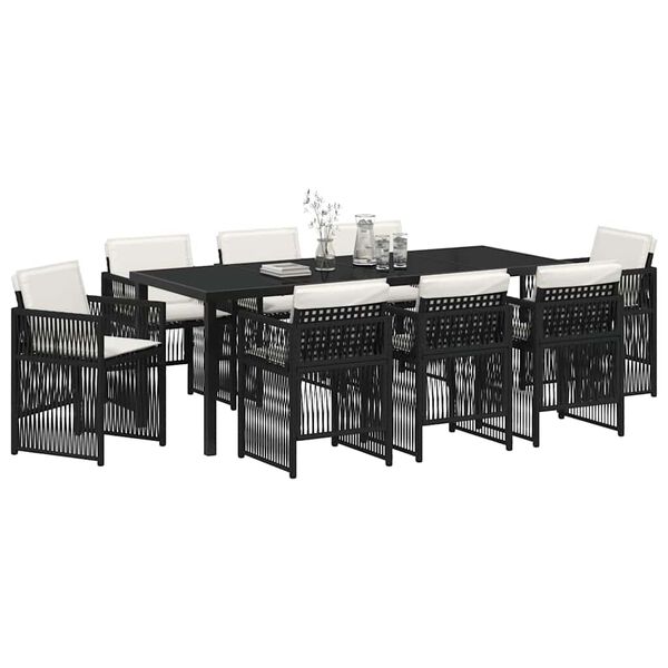 vidaXL Ensemble de salle &agrave; manger pour jardin 9 pcs Noir