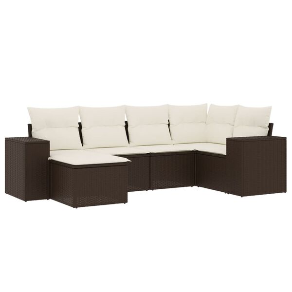 vidaXL Salon de jardin avec coussins 6 pcs marron r&eacute;sine tress&eacute;e