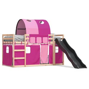 vidaXL Lit superpos&eacute; sans matelas avec toboggan et rideaux 80x200 cm