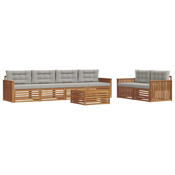 vidaXL Ensemble de canap&eacute;s d'ext&eacute;rieur 7 pcs Gris Naturel et Clair