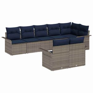 vidaXL Ensemble de canap&eacute; de jardin avec stockage 8 pcs Gris polyrotin