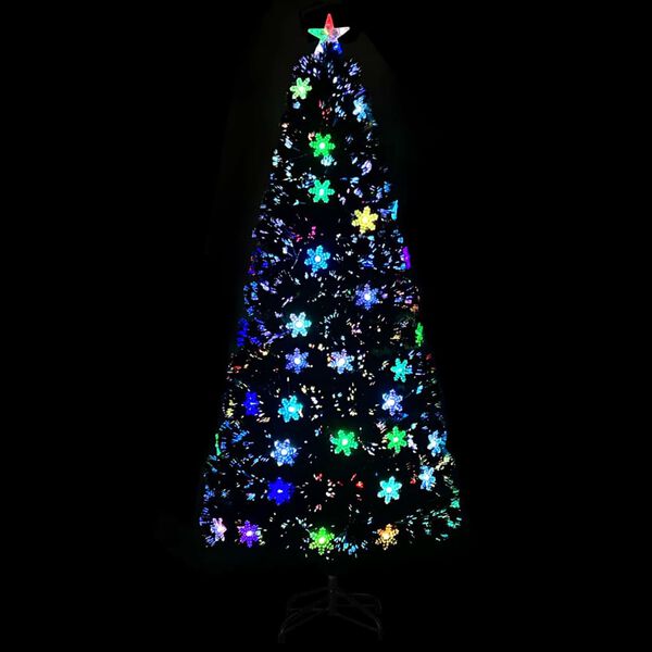 vidaXL Sapin de No&euml;l et flocons de neige LED Noir 180 cm Fibre optique
