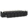 vidaXL Ensemble &agrave; manger de jardin coussins 17 pcs R&eacute;sine tress&eacute;e Noir