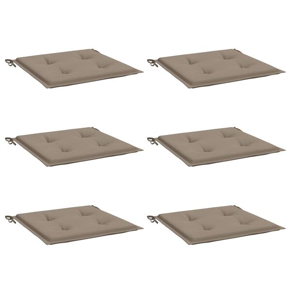 vidaXL Coussins de chaise jardin lot de 6 taupe 40x40x4cm tissu oxford
