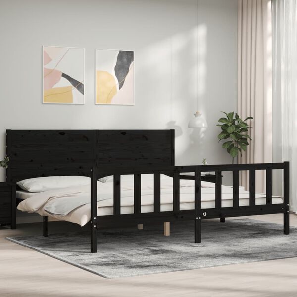 vidaXL Cadre de lit sans matelas noir 200x200 cm bois massif de pin