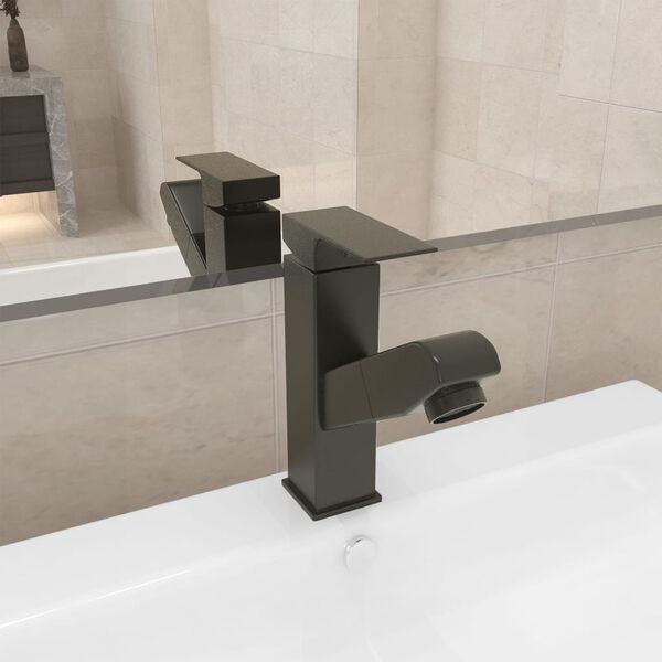 vidaXL Robinet de lavabo r&eacute;tractable Finition grise 157x172 mm